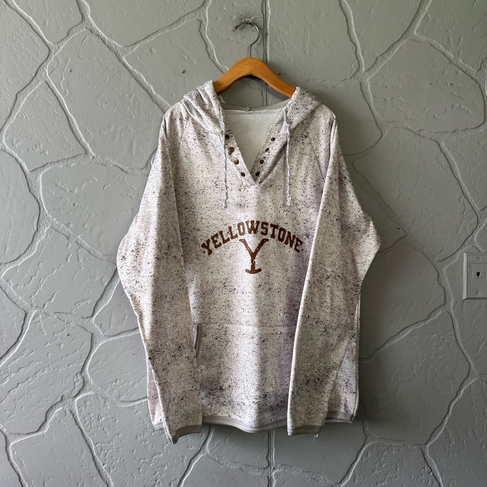 Yellowstone Snap Neck Hoodie Pullover Speckled Western Sweatshirt Unisex